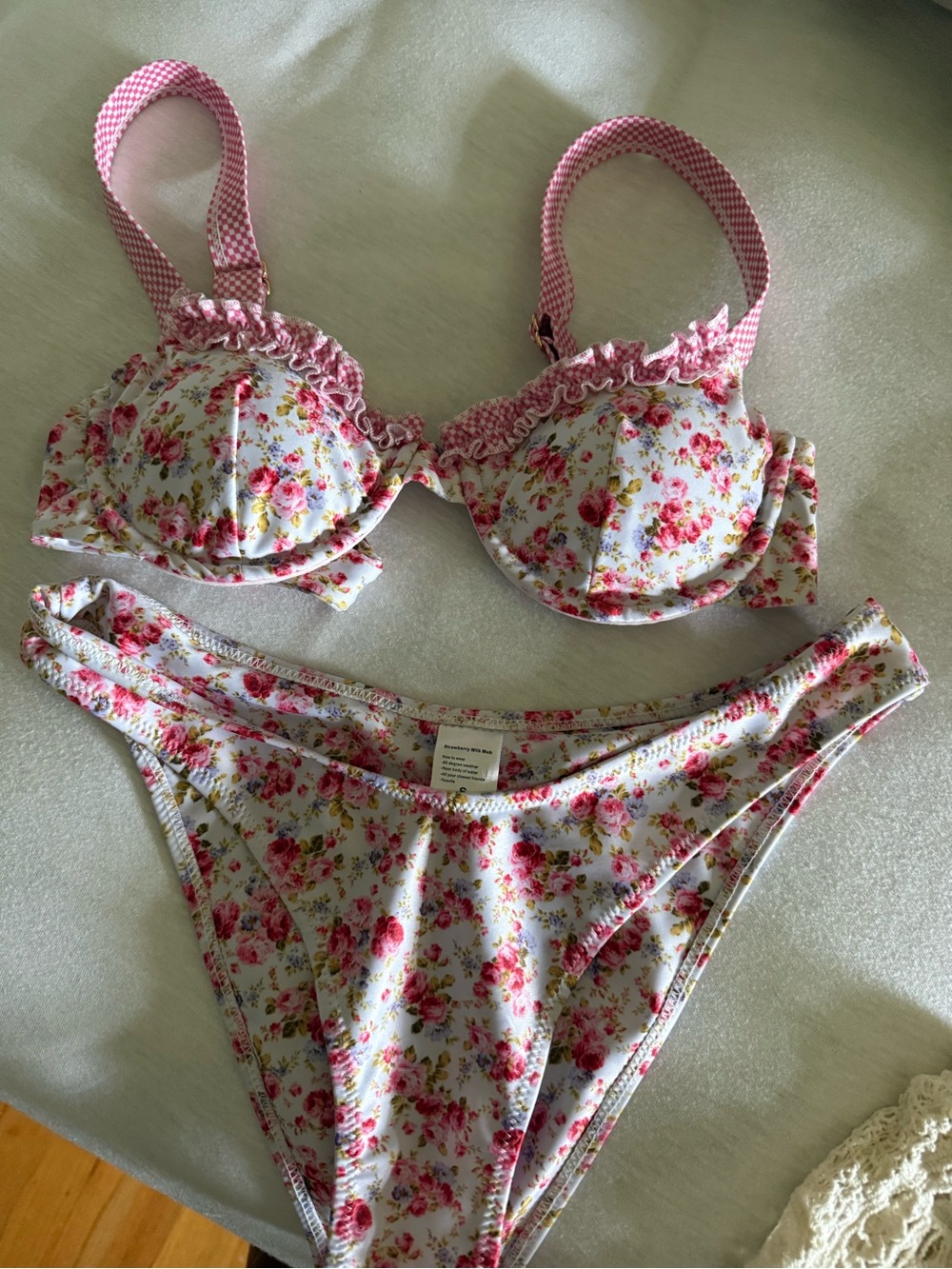 Strawberry Milk Mob Pink Floral Bikini Set